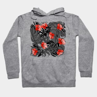 Tropical Wilderness Pattern Black and Red Hoodie